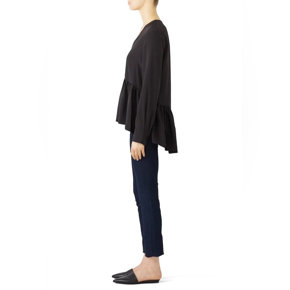 Tibi Black Long Sleeve Peplum Blouse